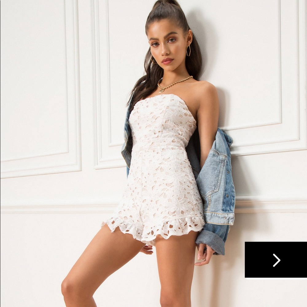 superdown x revolve kelli strapless lace romper